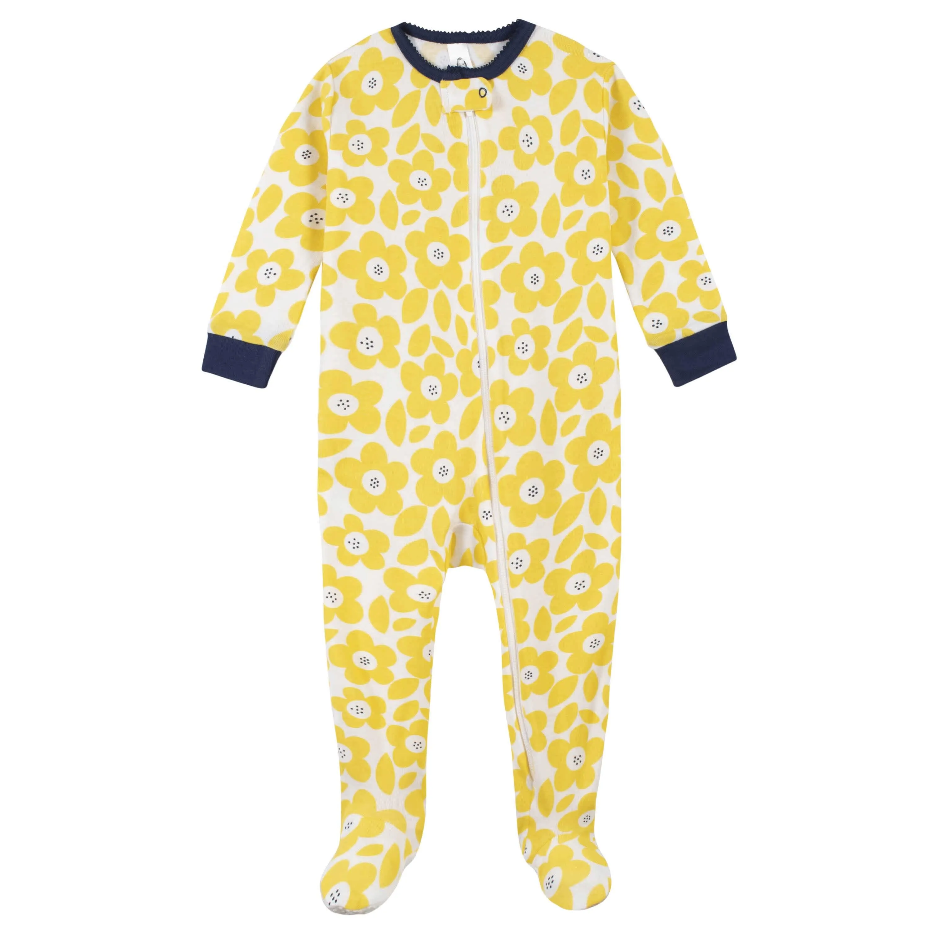 2-Pack Girls Bees Snug Fit Footed Cotton Pajamas