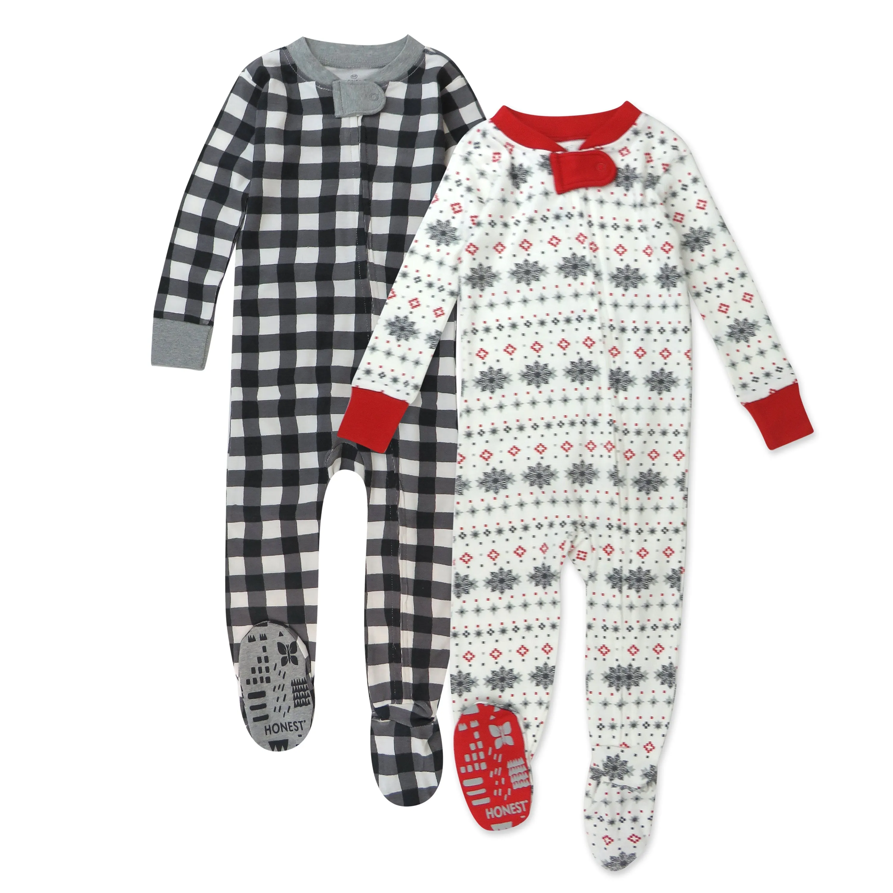 2-Pack Organic Cotton Holiday Snug-Fit Footed Pajamas