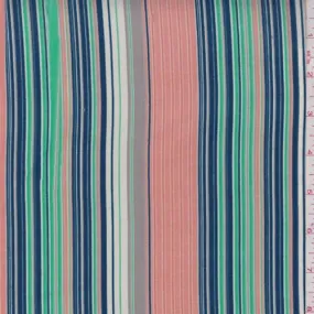 2 YD PC-Peach/Jade/Blue Stripe Peachskin Fabric