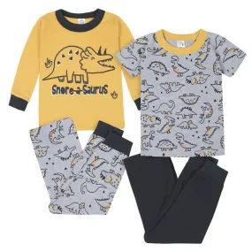 4-Piece Infant & Toddler Boys Dino Snug Fit Cotton Pajamas