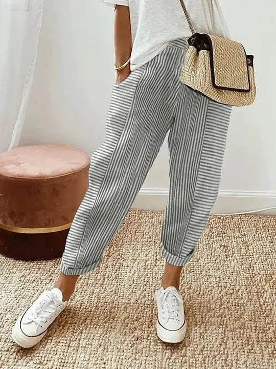 Angelina - Striped Cotton Pants