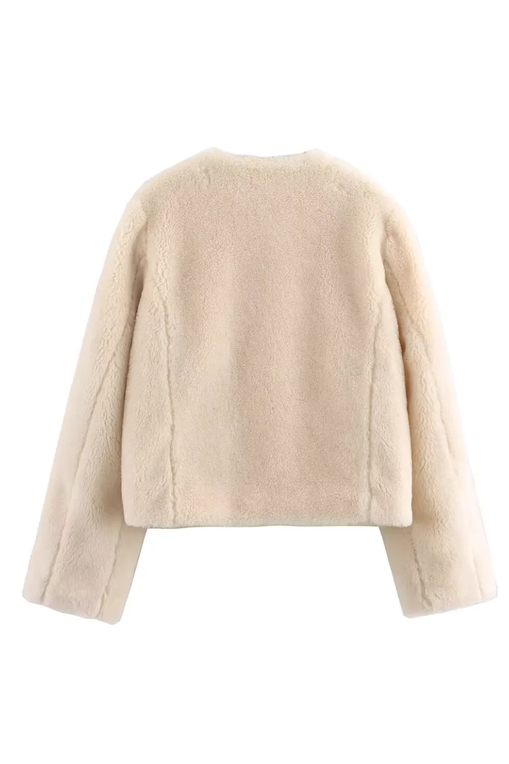 'Barbara' Round-Neck Buckle Sherpa Jacket (2 Colors)