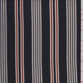 Black/Tan Stripe Crepe Georgette Fabric