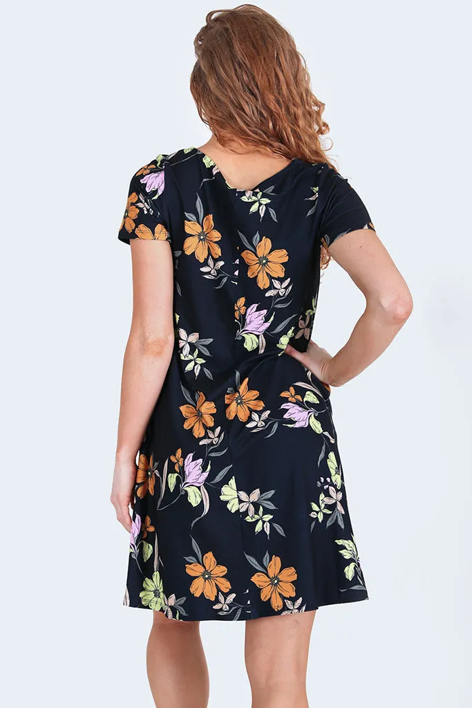 Blossom of Lilies Fit and Flare Dress with Pockets