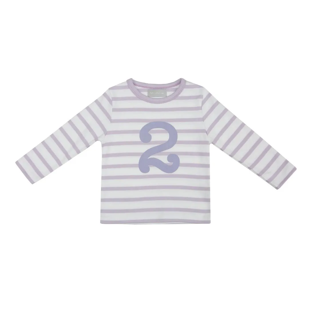 Bob & Blossom: Parma Violet & White Breton Striped Number 2 T-Shirt