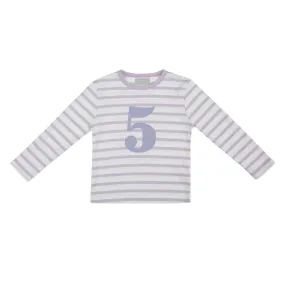 Bob & Blossom: Parma Violet & White Breton Striped Number 5 T-Shirt