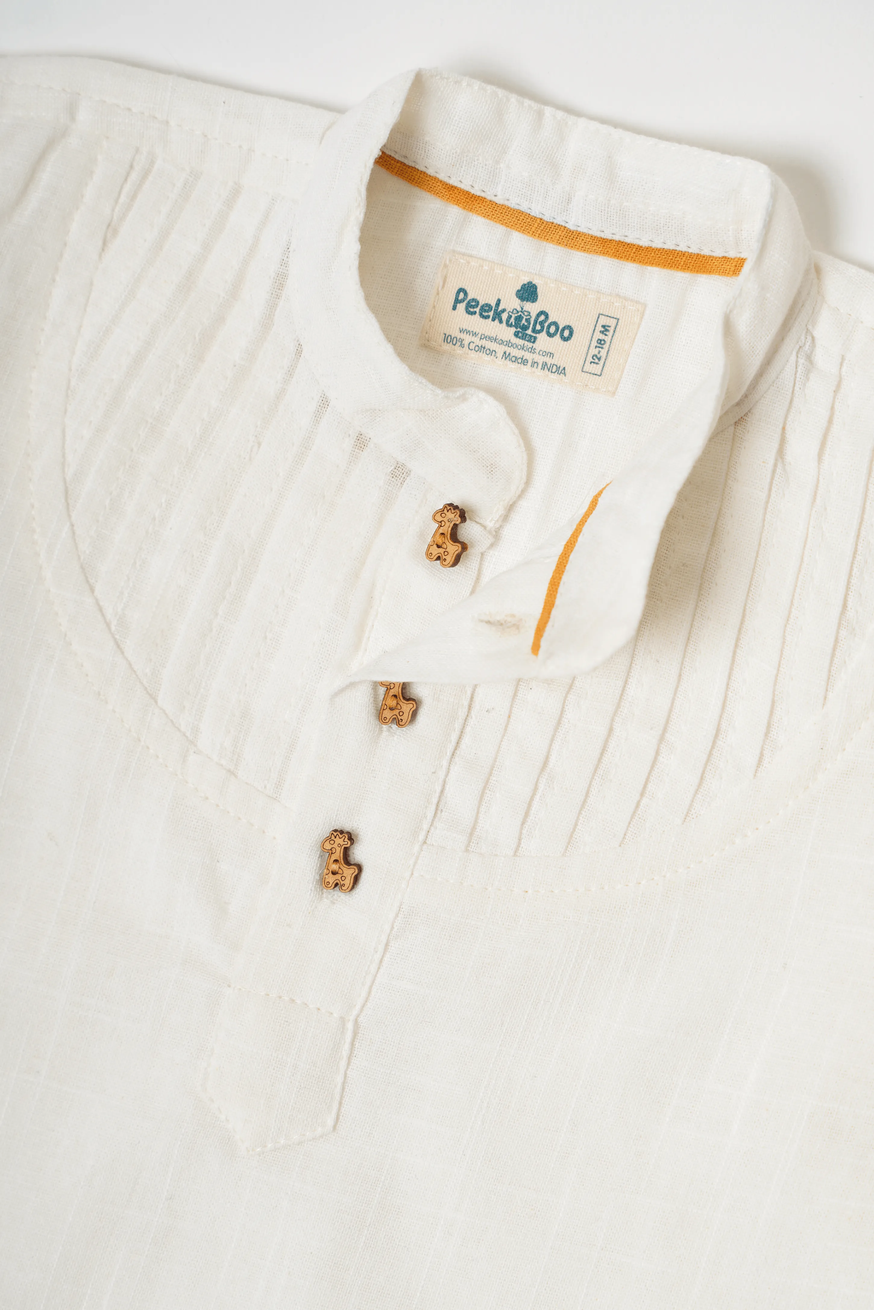 Boys Pure Cotton Clothing Set - White Pintuck Shirt & Miyani Pants