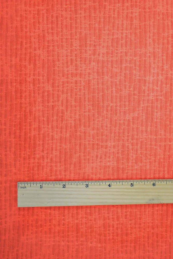 Bright Orange Poly Rayon Blend Stretch Spandex 2x2 Rib Knit Fabric