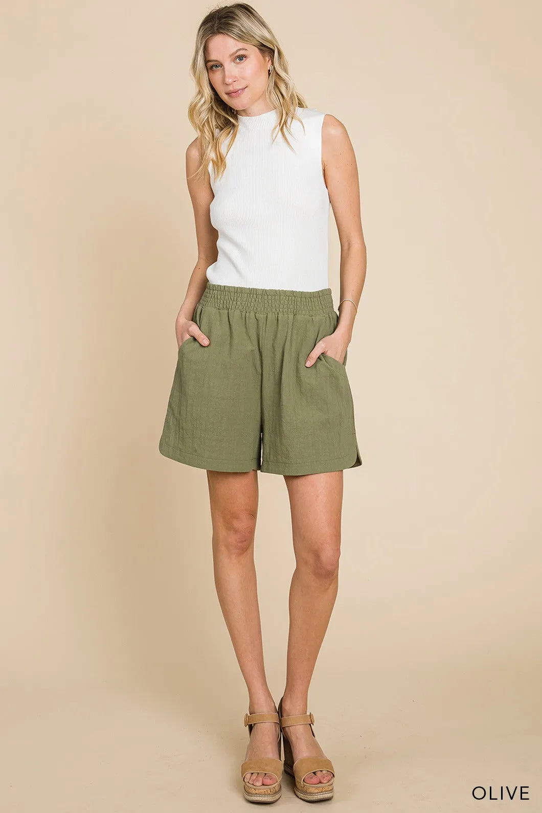 Casual Cotton Shorts - Olive