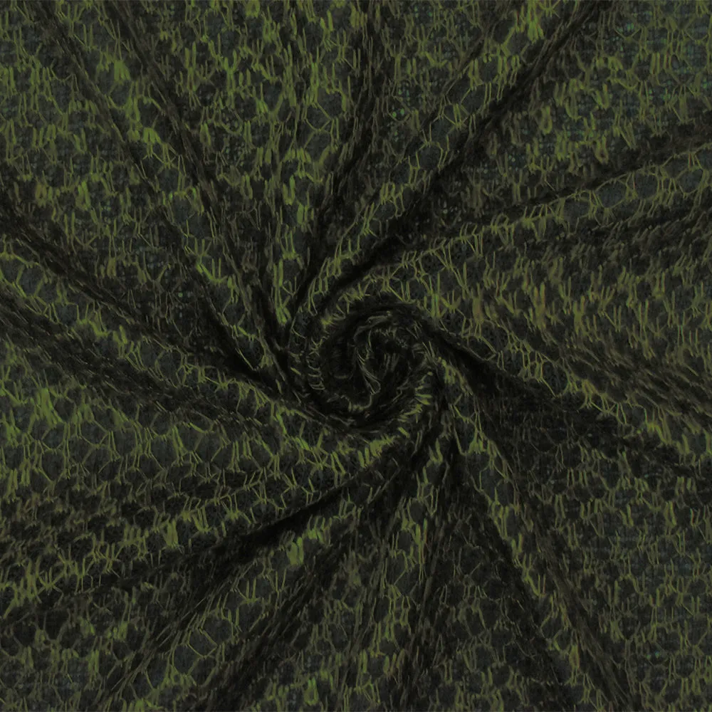 Deep Olive-Black Texture Poly Rayon Double Knit Fabric