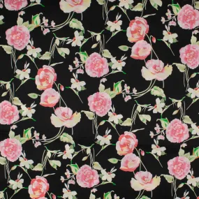 Digital Printed Sateen Cotton - BLOSSOM - 003 - Black