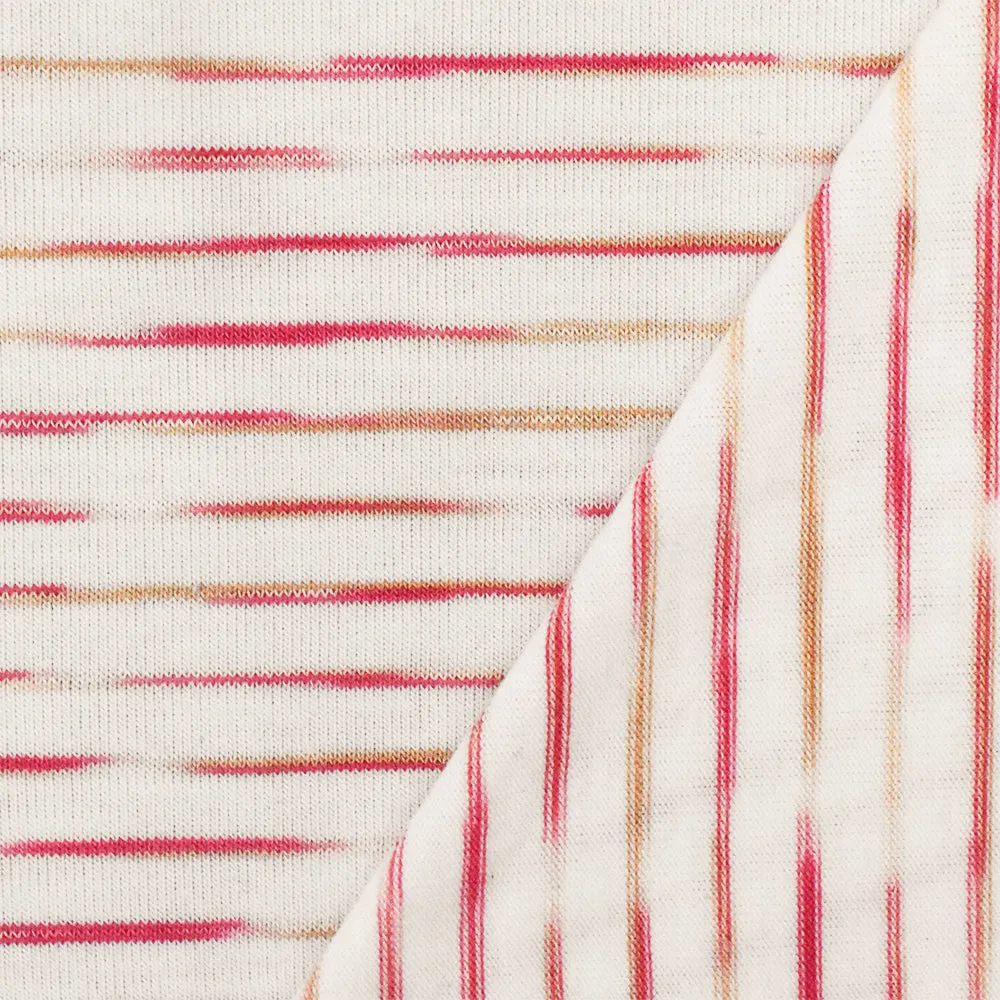 Doll Pink-White-Beige Stripe Stretch Jersey Knit Fabric