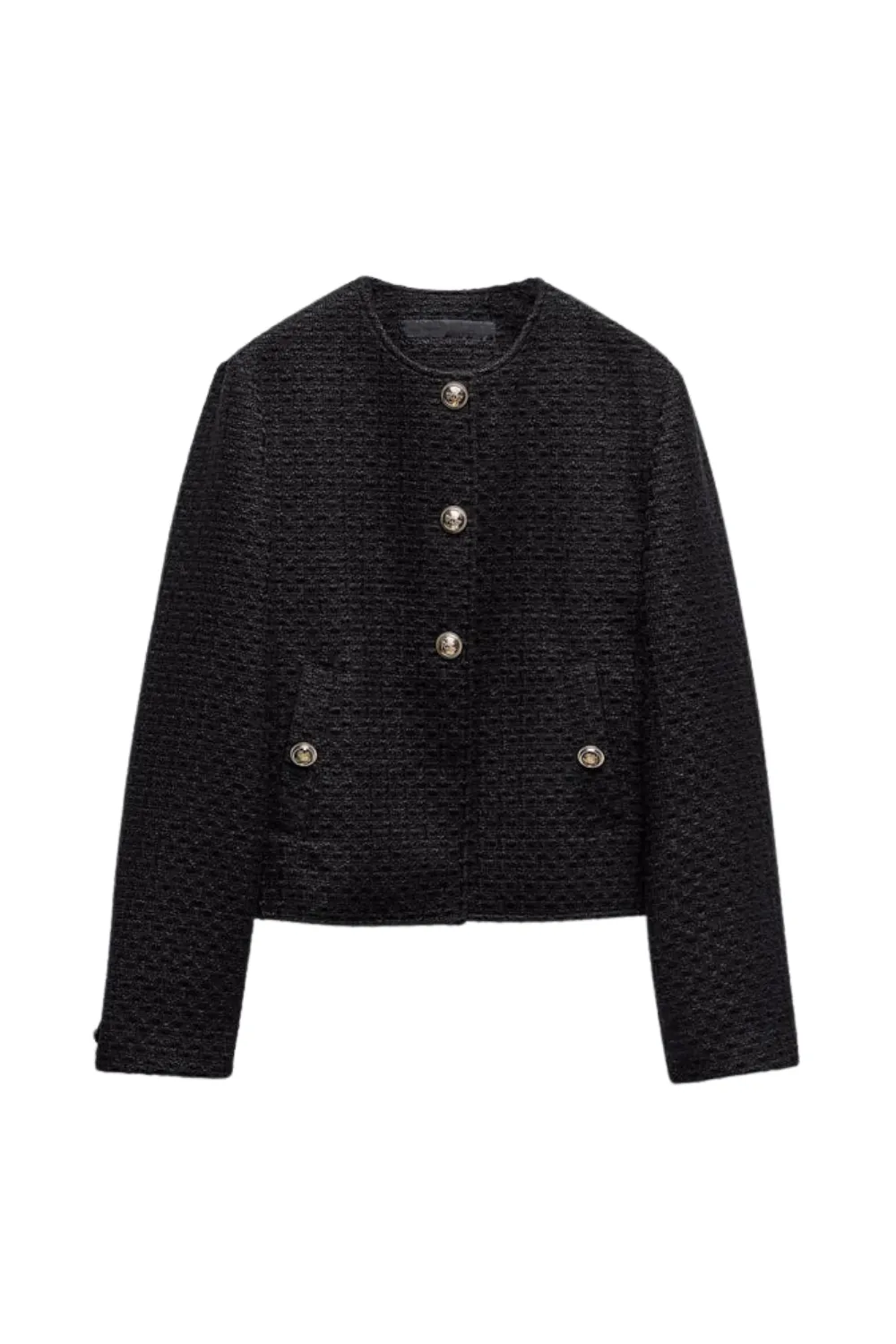 'Dolly' Round-Neck Short Tweed Jacket