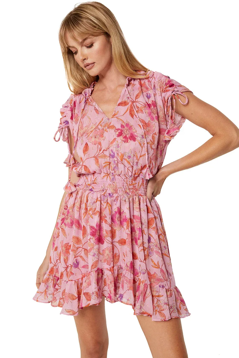 DOMINIQUE DRESS - PINK FIRE FLORAL