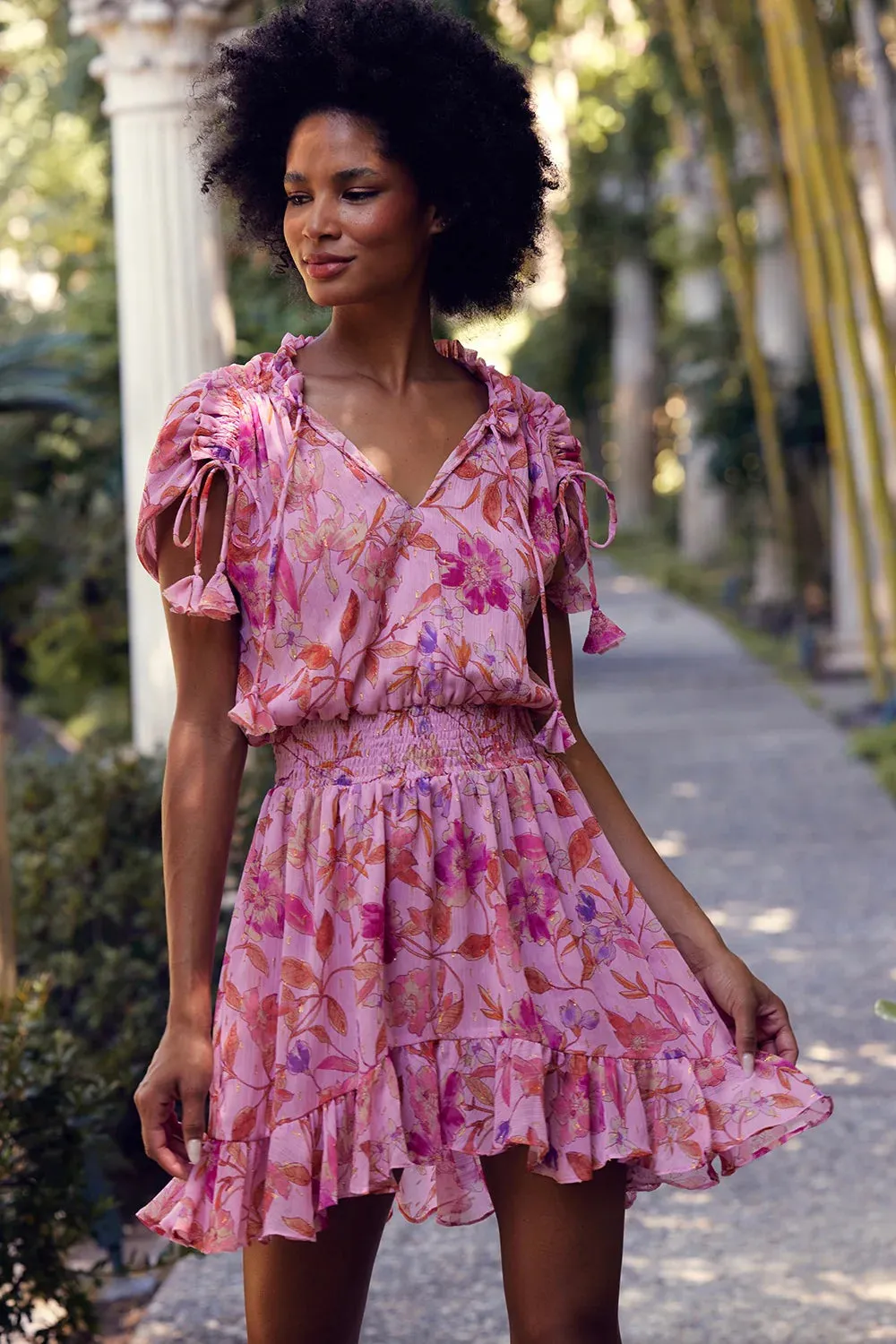 DOMINIQUE DRESS - PINK FIRE FLORAL