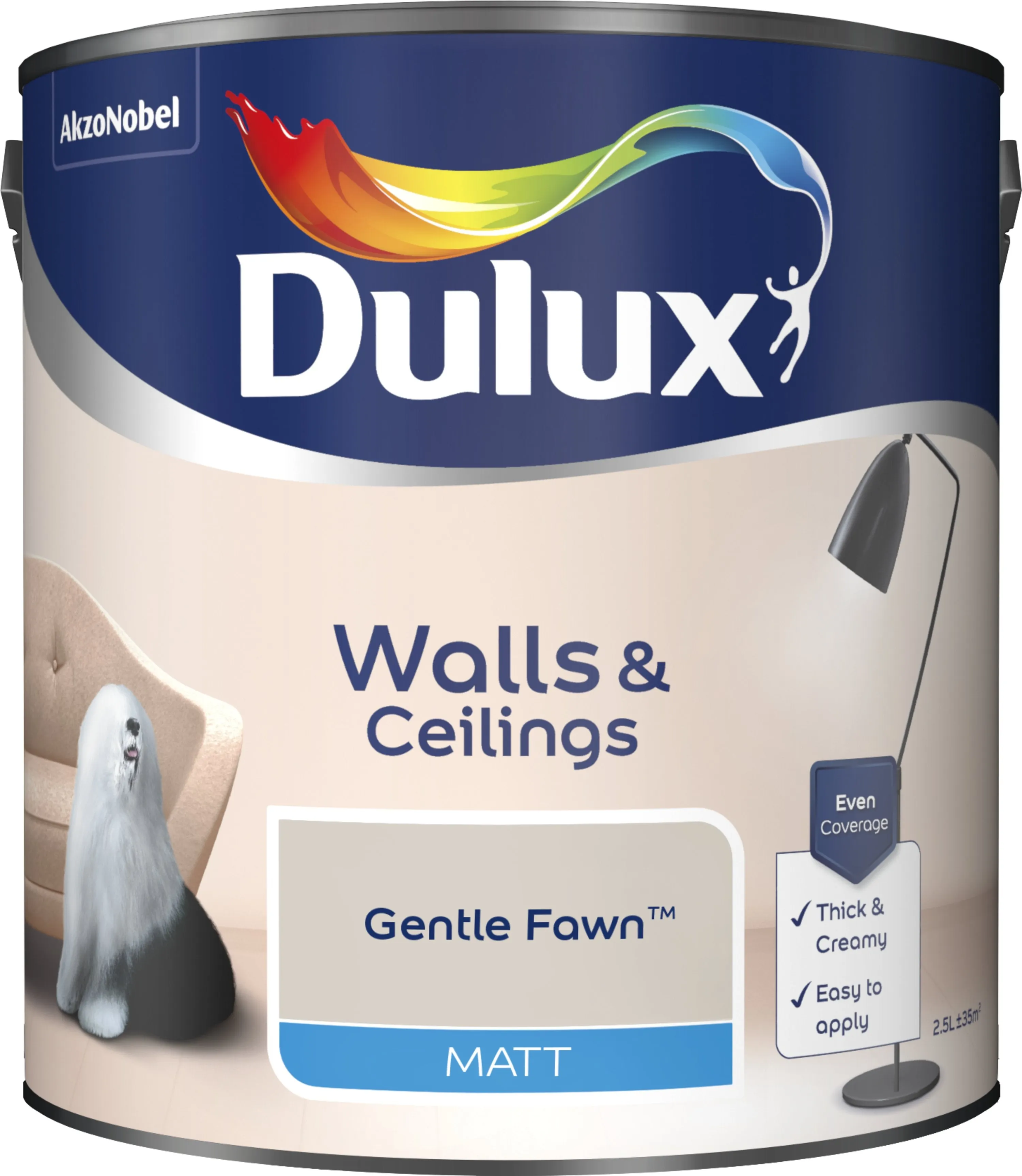 Dulux Matt Emulsion Paint For Walls And Ceilings - Gentle Fawn 2.5L