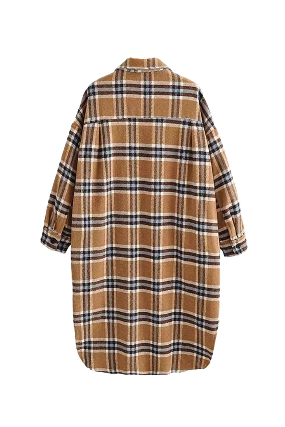 'Edith' Collared Wool Long Plaid Coat (2 Colors)