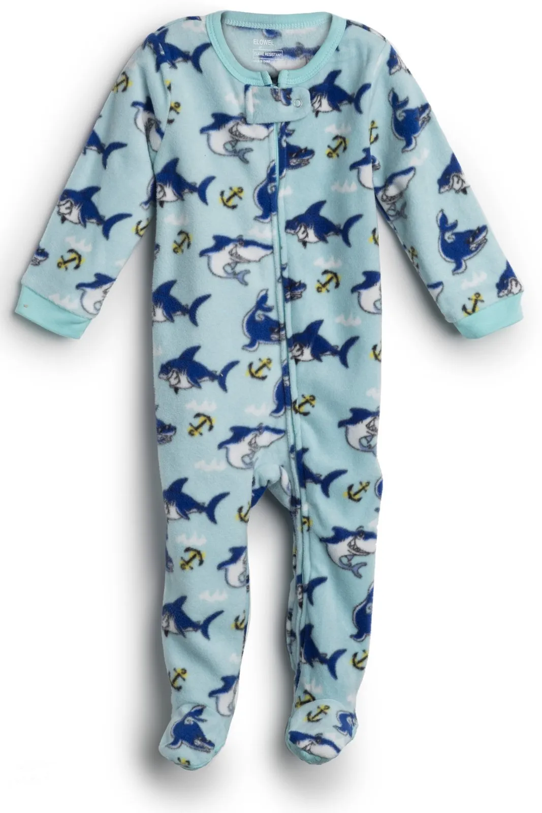 Elowel Baby Boys fuzzy pajamas Footed Shark Fish Pajama Sleeper Fleece (Size 6M-5Years)