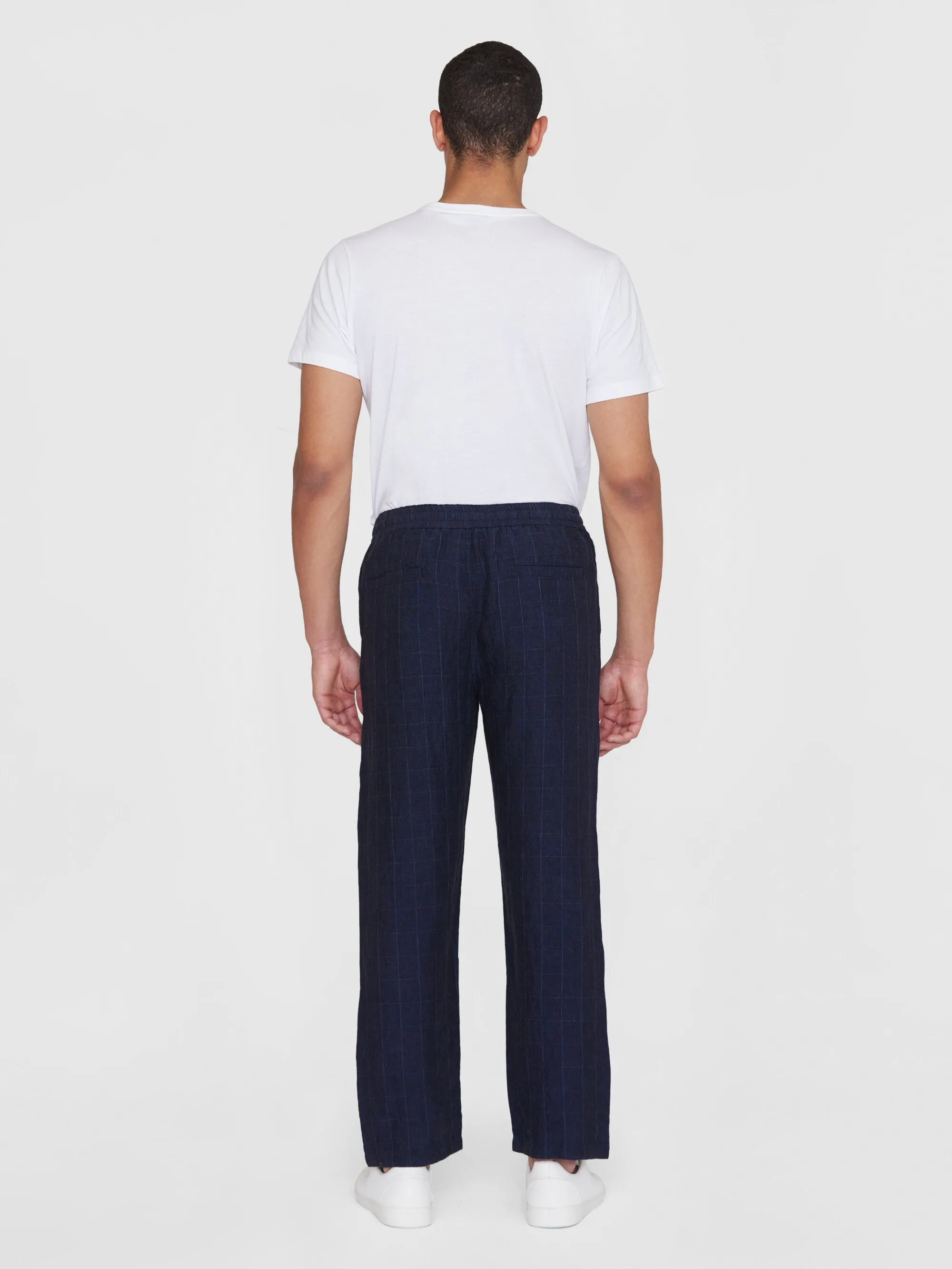 FIG loose checked linen pants - GOTS/Vegan - Night Sky