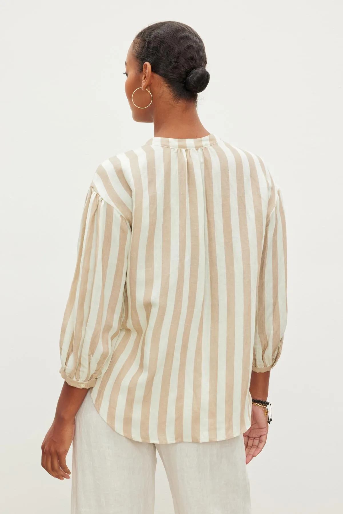 GABBY STRIPED LINEN TOP