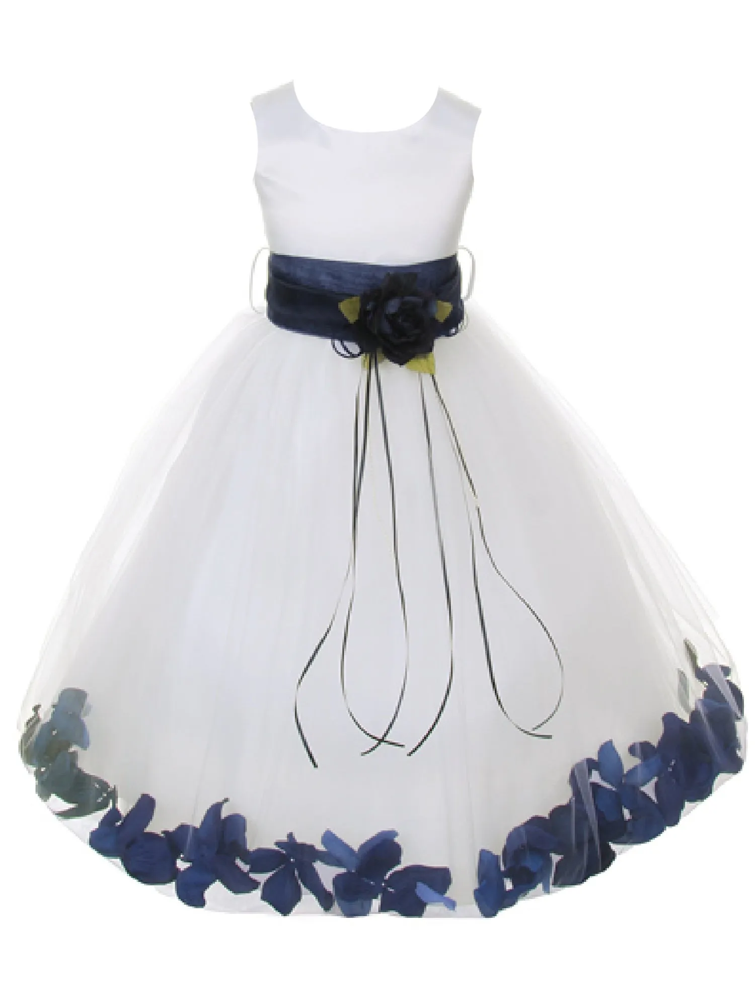 Girls Ivory With Sash Petal Flower Girl Dress 2-14