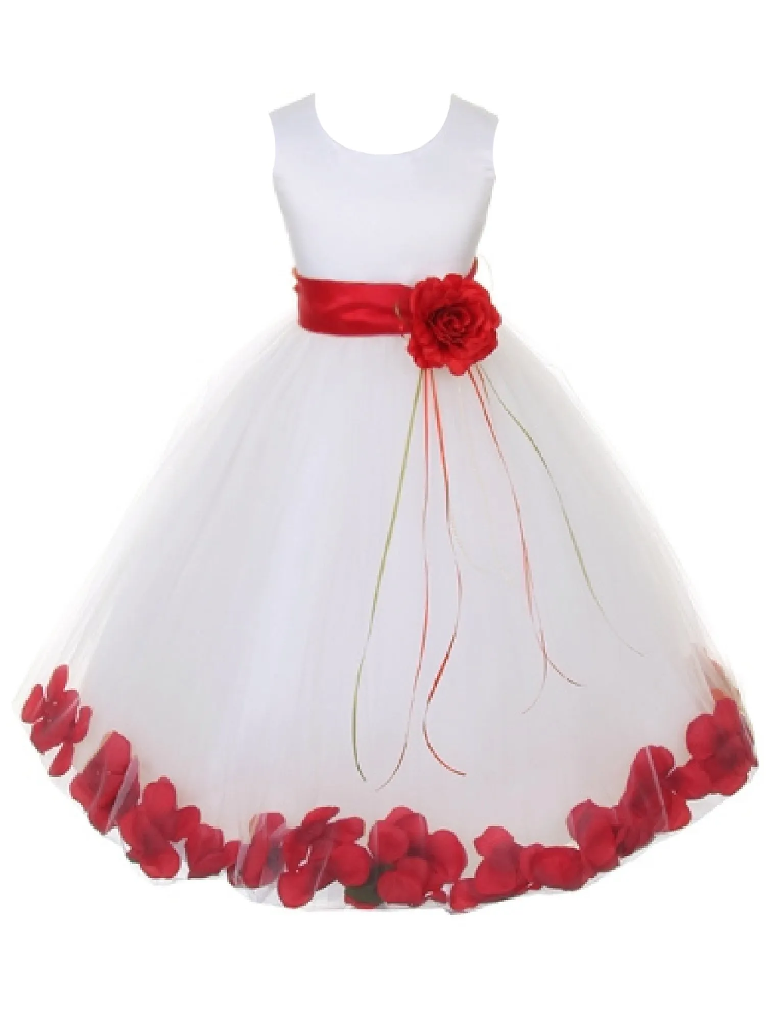 Girls Ivory With Sash Petal Flower Girl Dress 2-14