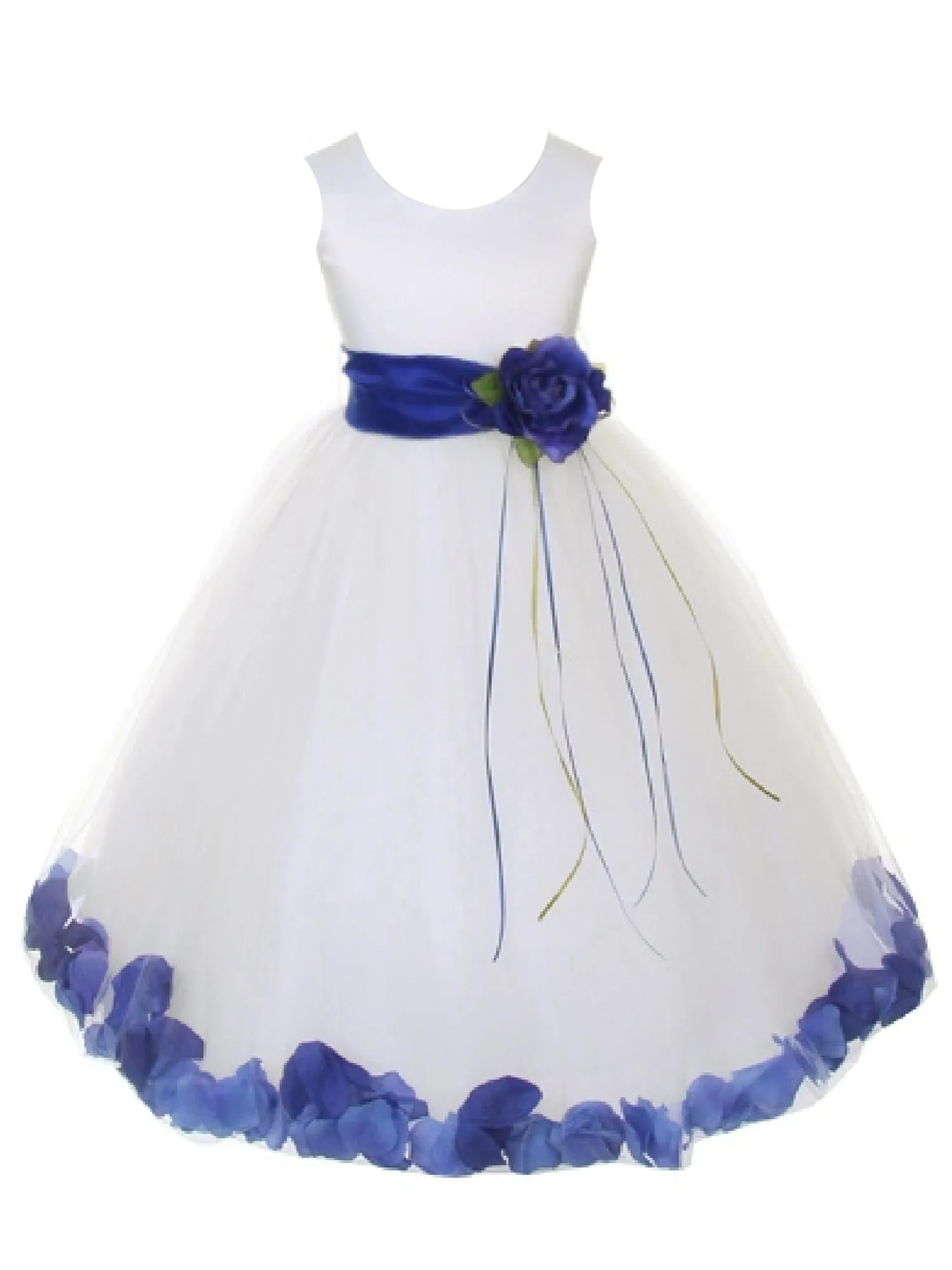 Girls Ivory With Sash Petal Flower Girl Dress 2-14