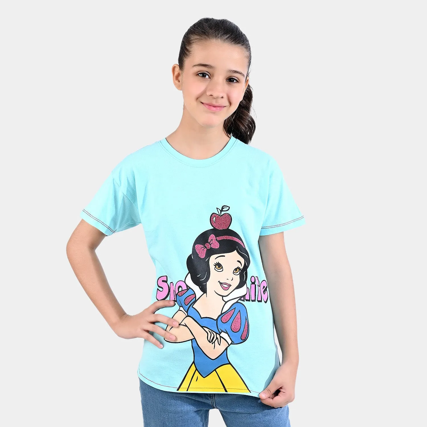 Girls Slub Jersey T-Shirt H/S Character-T-Turquoise