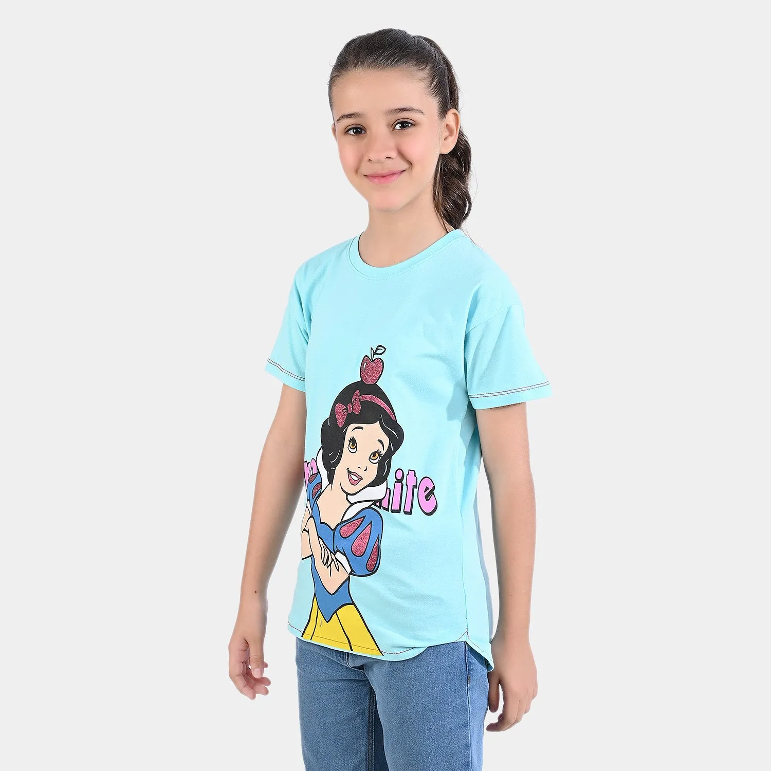 Girls Slub Jersey T-Shirt H/S Character-T-Turquoise