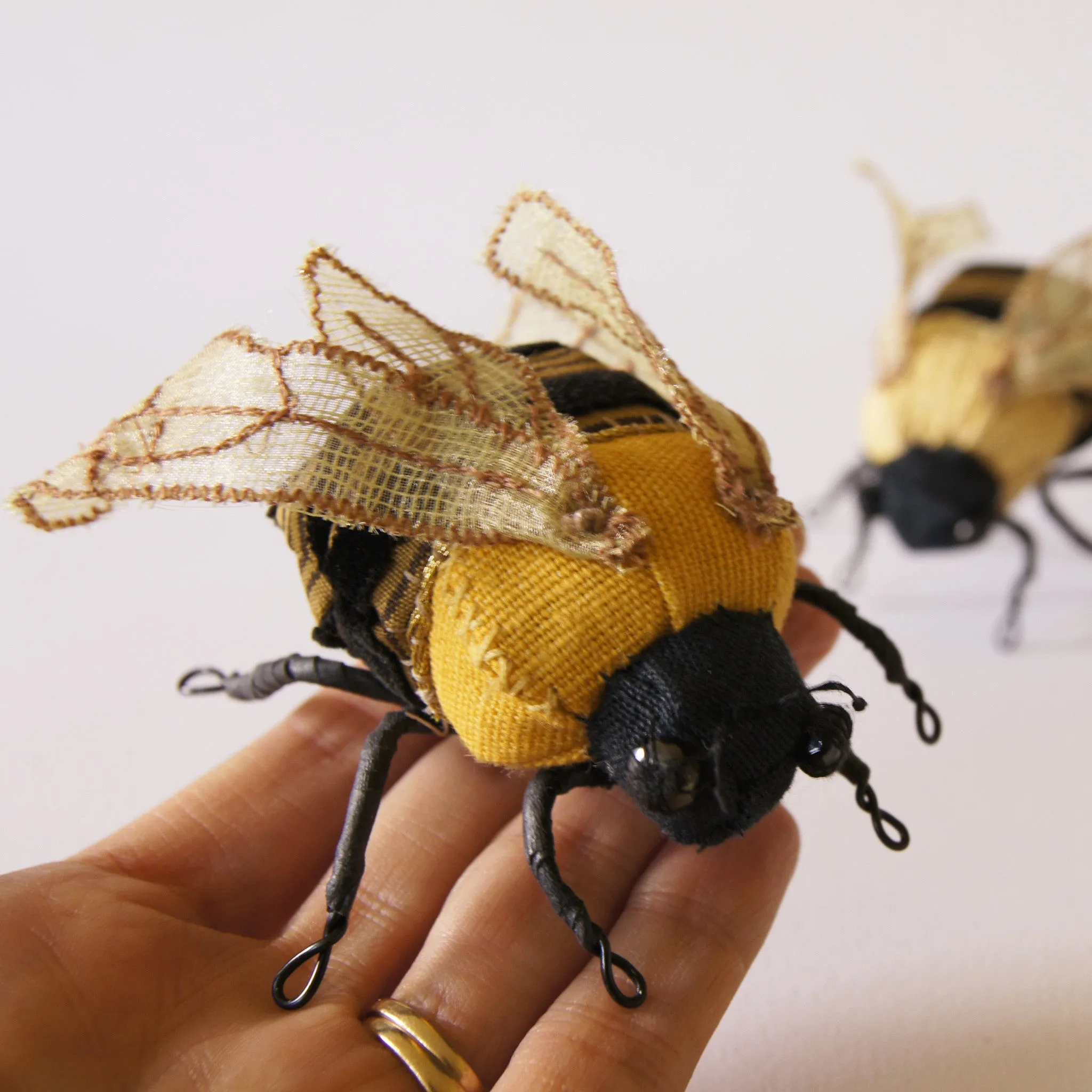 Golden Bumblebee Textile Soft Sculpture