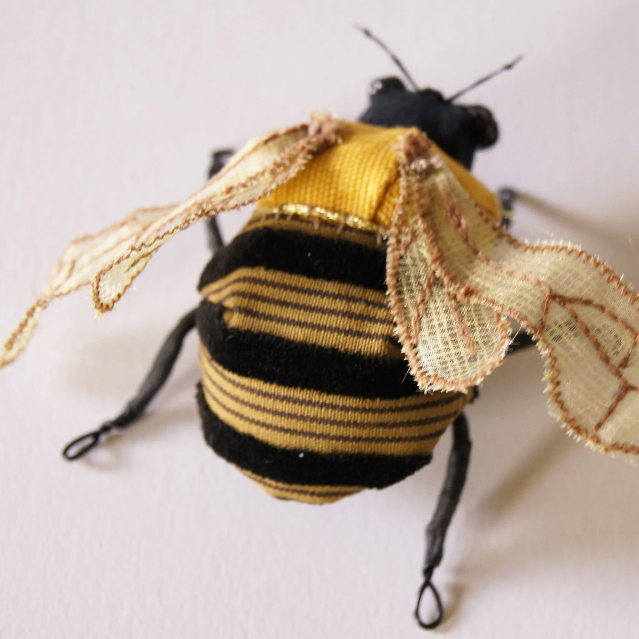 Golden Bumblebee Textile Soft Sculpture