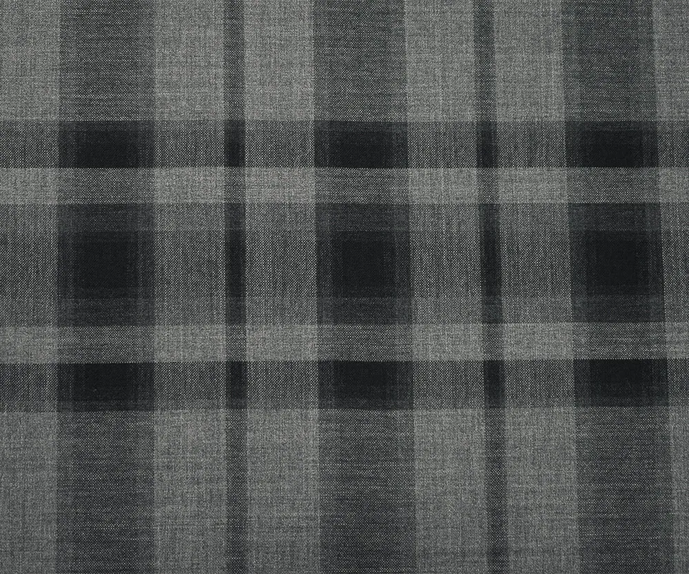 Gray-Black Polyester Wool Plaid Woven Shirting Fabric