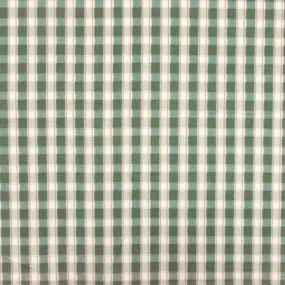 Green-Ivory-Multi Plaid Printed Stretch Cotton Broadcloth Woven Fabric