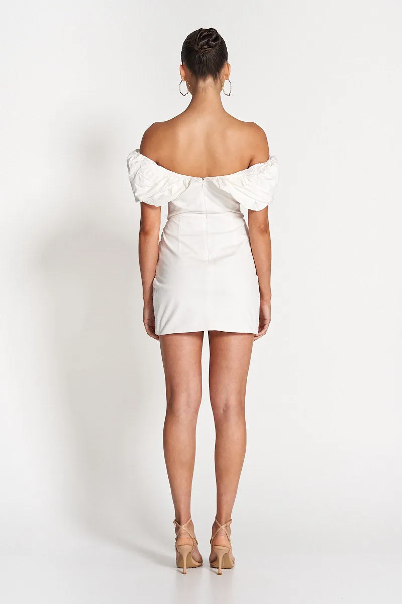 HAILEY OFF SHOULDER MINI DRESS - White