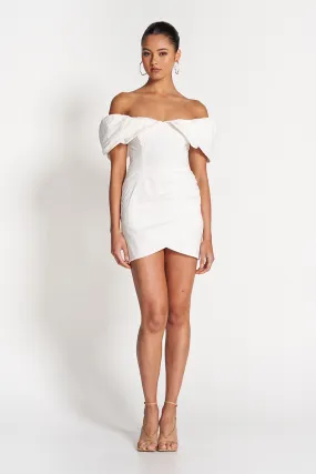 HAILEY OFF SHOULDER MINI DRESS - White