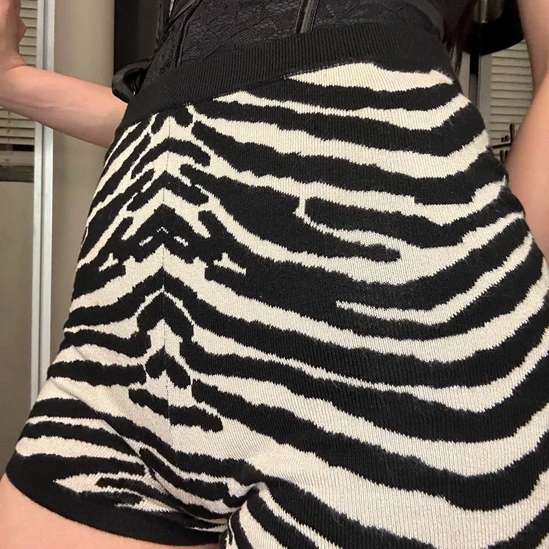 Harper Zebra Print Woolen Shorts