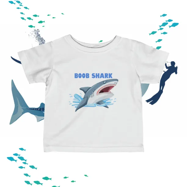 Infant "Boob Shark" Fine Jersey Tee. Unisex, Graphic T-Shirt, Baby Clothes, Kids Clothes, Birthday Gift, New Mother, Newborn,  Gift For Kids