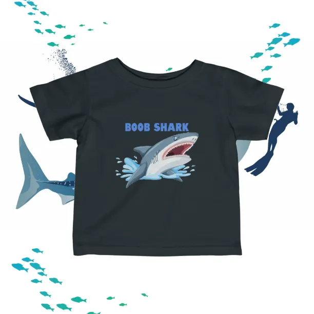 Infant "Boob Shark" Fine Jersey Tee. Unisex, Graphic T-Shirt, Baby Clothes, Kids Clothes, Birthday Gift, New Mother, Newborn,  Gift For Kids