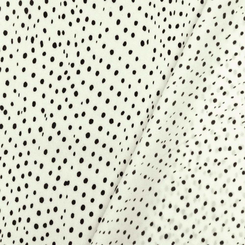 Ivory-Black Famous Designer Spots Printed Faille Fabric