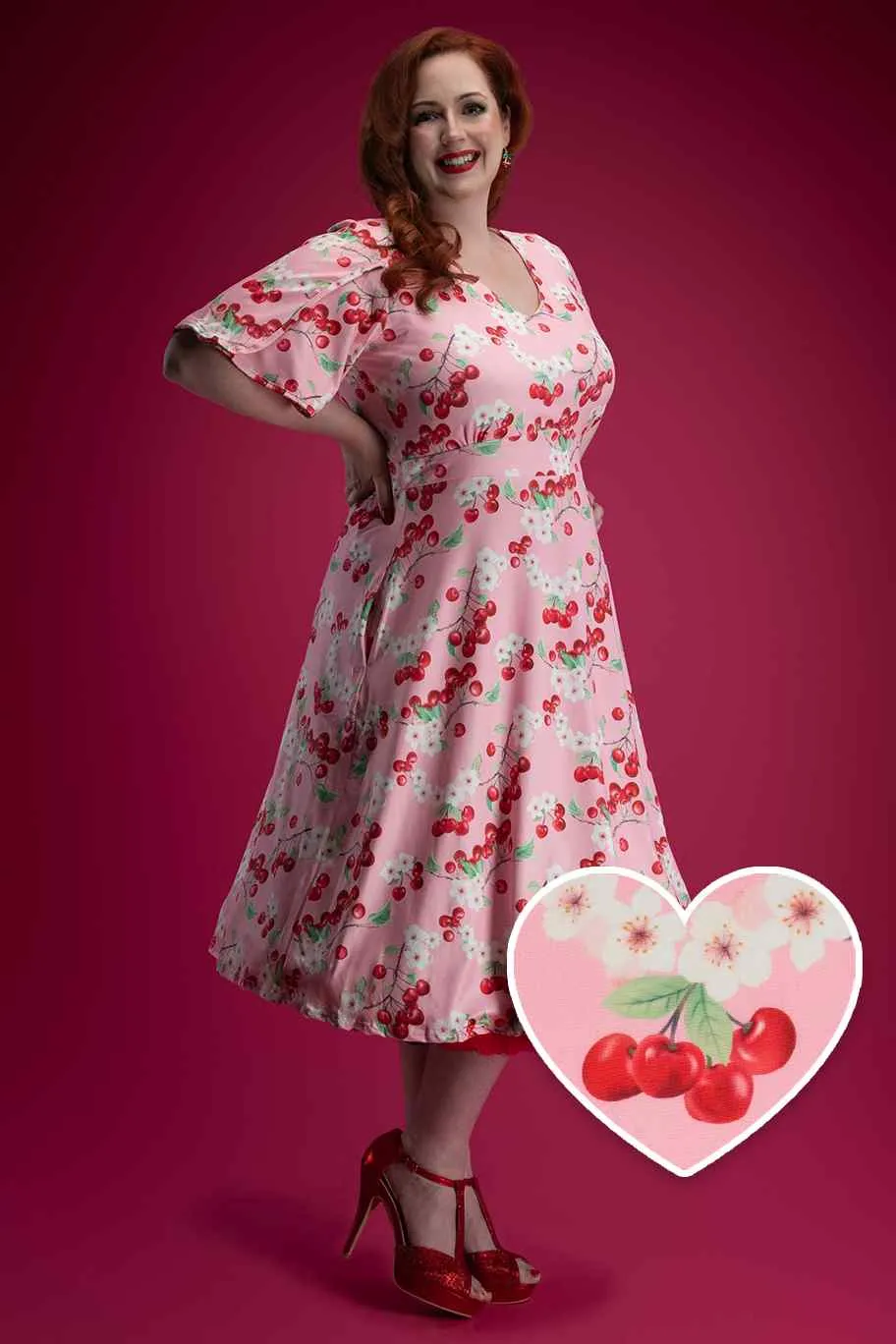 Janice Pink Cherry Petal Sleeve Dress