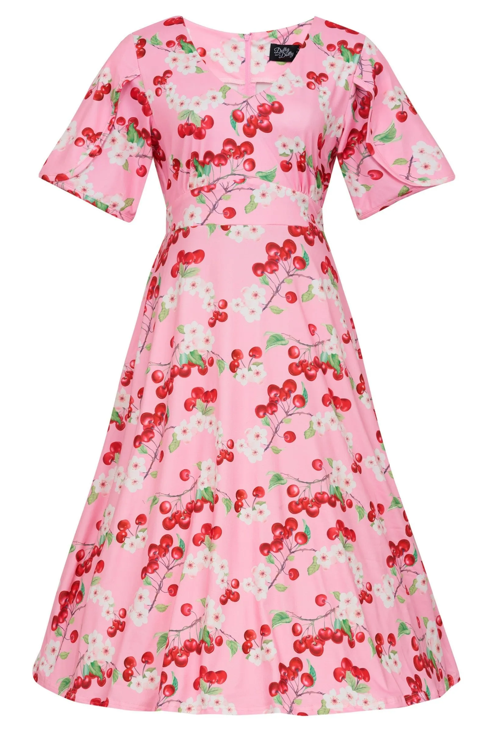 Janice Pink Cherry Petal Sleeve Dress