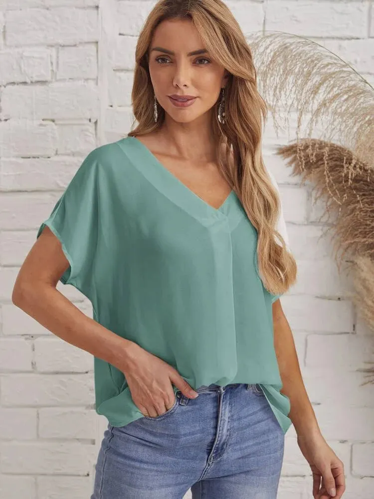 Ladies’ Emery Rose Batwing Top in Sage