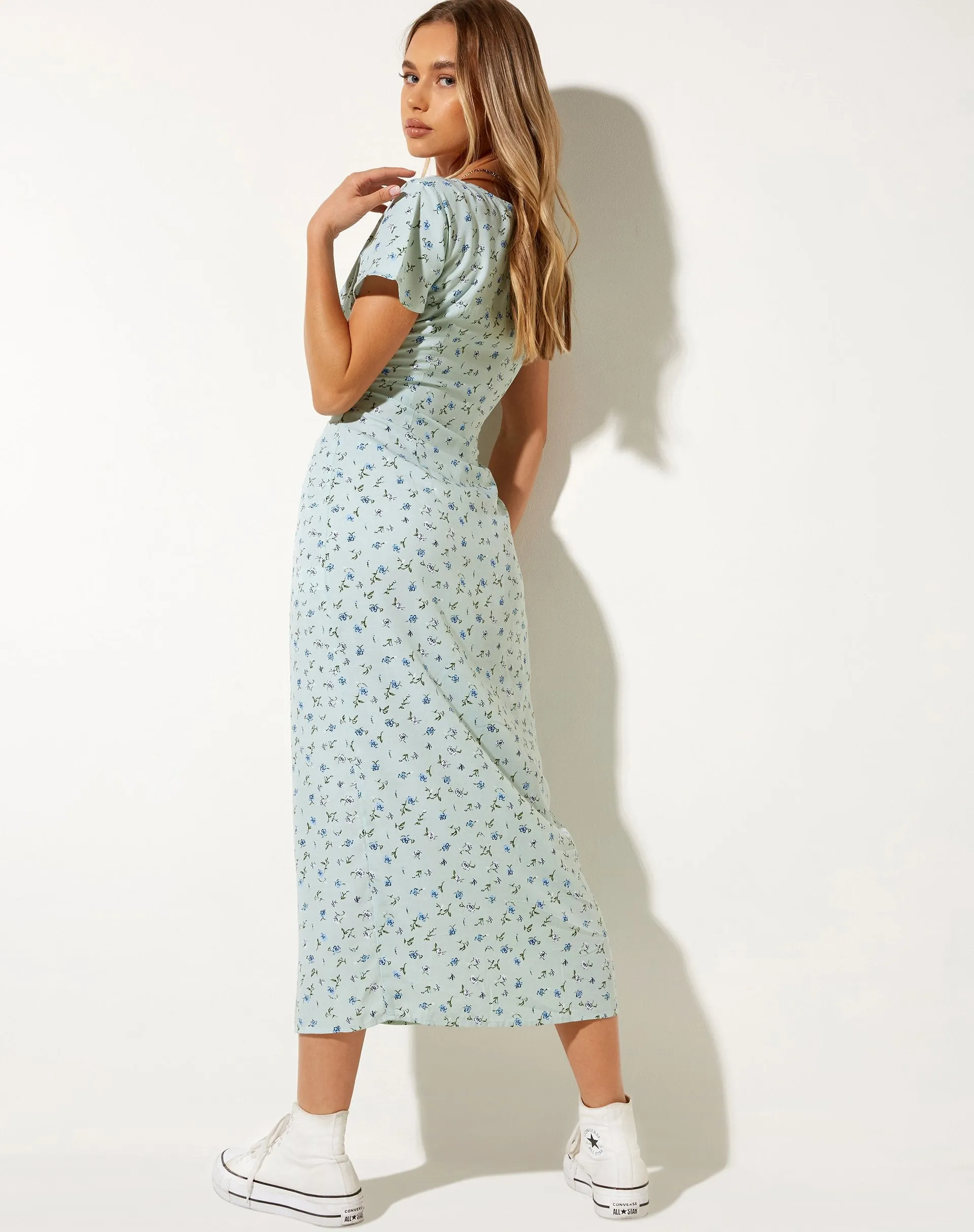 Larin Midi Dress in Pretty Petal Green