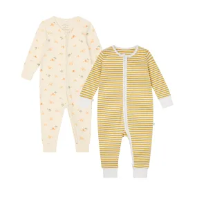 Lion & Striped Ribbed Clever Zip Snug Fit Pajamas 2 Pack