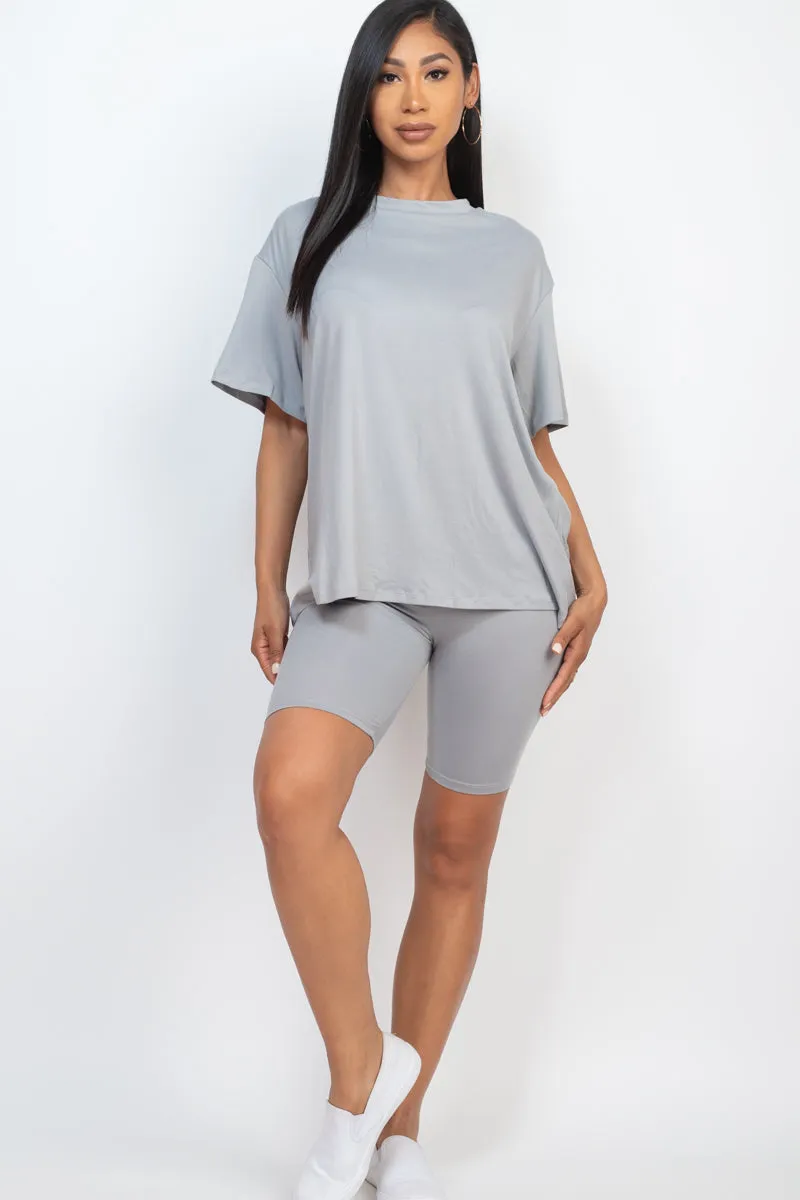 Loose Fit Top & Biker Shorts Set