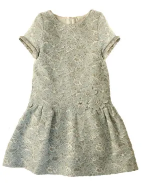 Luli & Me Blue Lace on Gray Knit Dress 2T-6