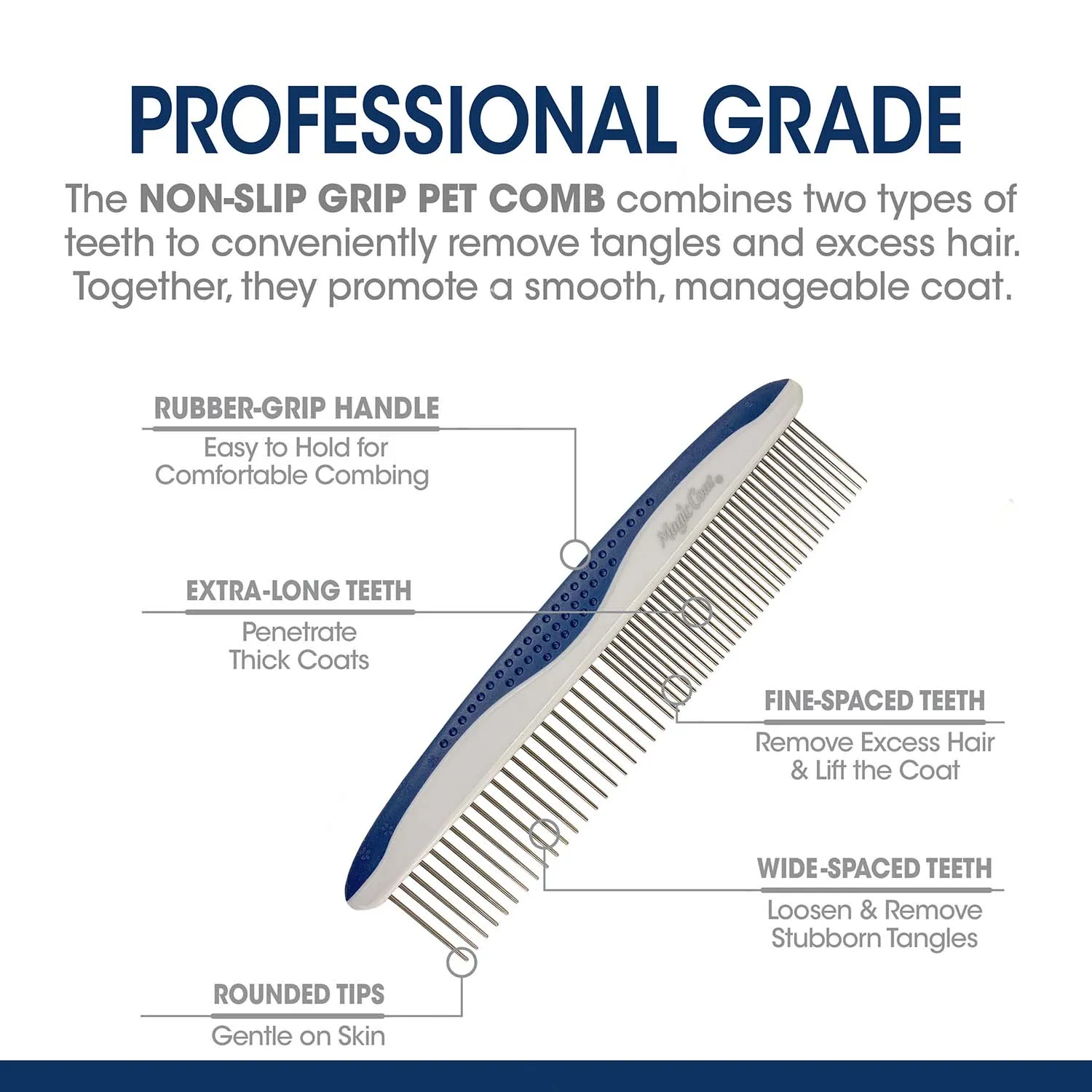 Magic Coat Professional Series Non-Slip Grip Pet Comb