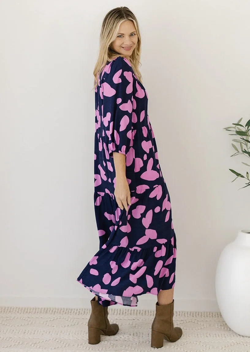 Marley Midi Dress in Navy Petal (GWP)