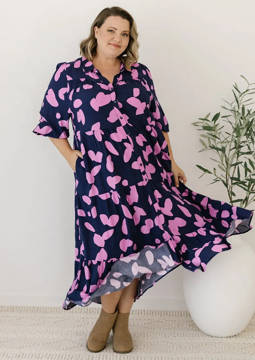 Marley Midi Dress in Navy Petal (GWP)