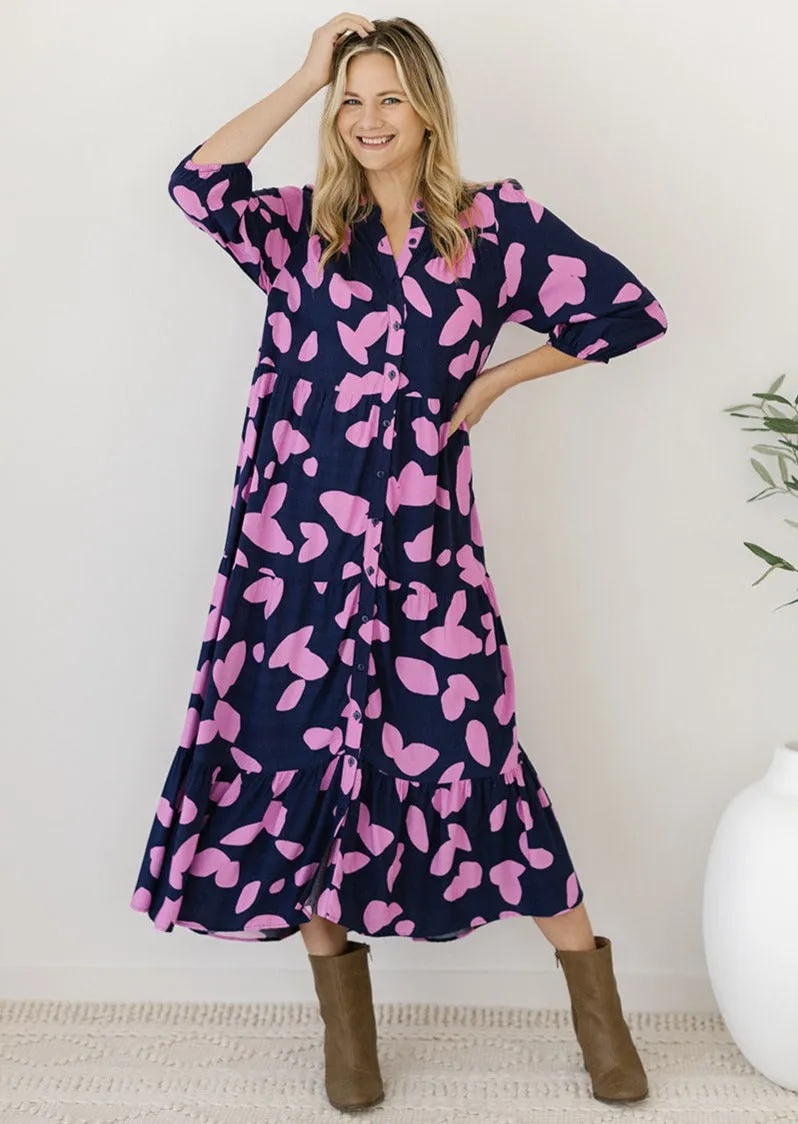 Marley Midi Dress in Navy Petal (GWP)